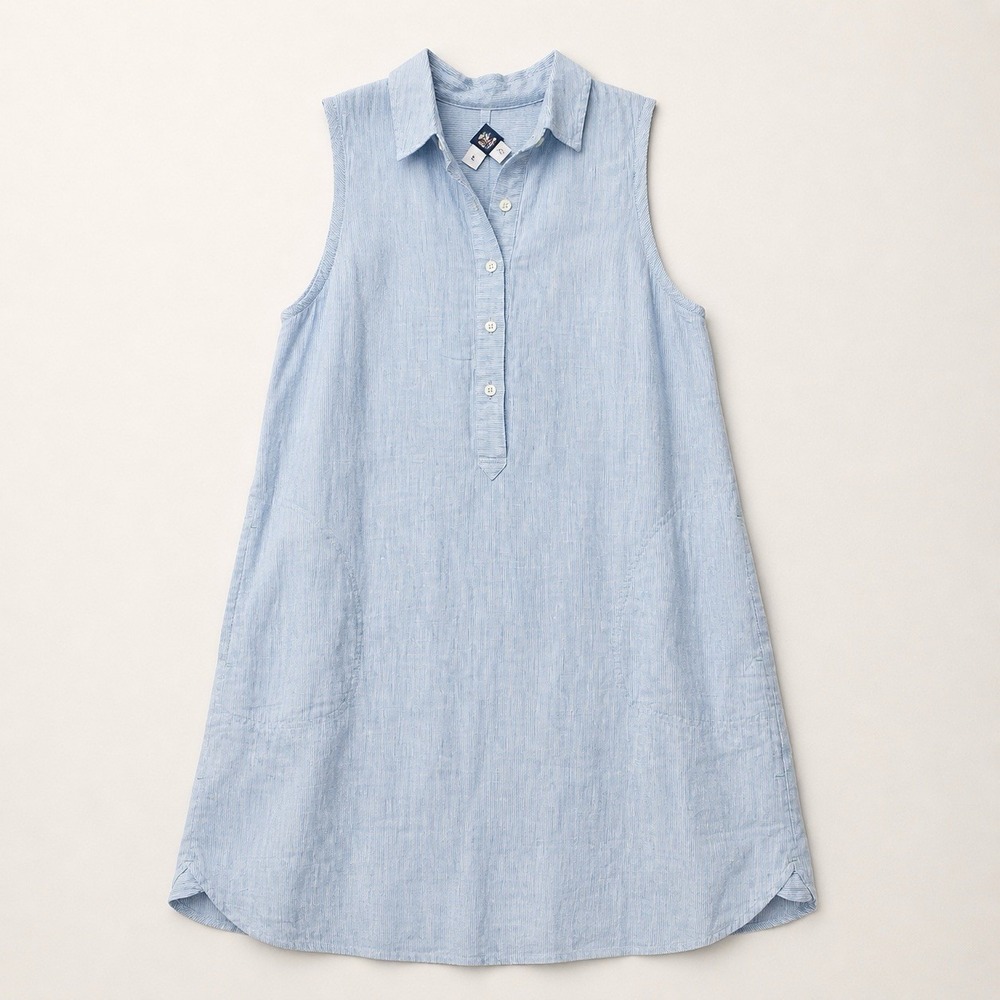 Vineyard Vines Light Blue Sleeveless Linen Shirt Dress